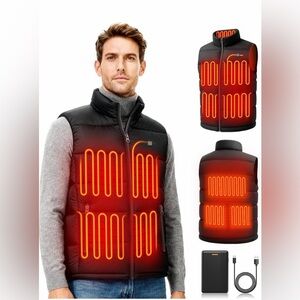 Heated Black Vest with Battery Pack! Heated Vest for Men--L Size,Black